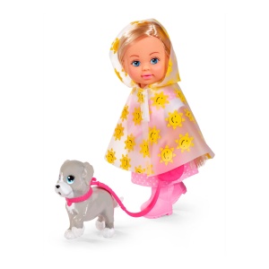 Papusa Evi Love Rainy Walk Simba 105733592 cu Regencape si Gummistiefel, 12cm
