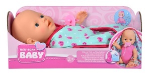 Papusa New Born Simba 105030071, 30cm, cu functie de baut si umezire, cu patura si suzeta