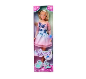 Papusa Simba Steffi Love Butterfly 29cm Rochie cu Model Fluturi Accesorii Incluse - Img 7