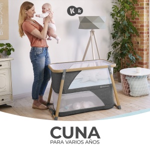 Pat de calatorie pentru copii Kinderkraft 4 in 1 SOFI, Paturi pentru copii, Pat pentru copii, Pat suplimentar pentru copii, Pat de calatorie cu accesorii, cu functie de tarc, Design modern, Dimensiuni mici dupa pliere, Gri - Img 2