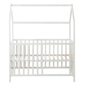 Pat pentru copii Roba Hausbett 60x120 cm alb reglabil pe inaltime transformabil - Img 3