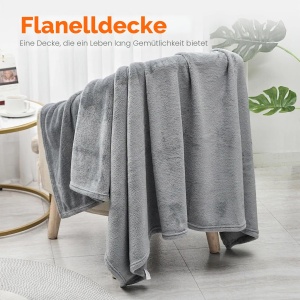 Patura din fleece GRIFEMA 220 x 240 cm, Gri, 100 Microfibra - Img 4