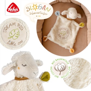 Patura dragalasa Fehn Sheep Dream Big - tovaras de joaca si cuvertura cu bumbac din cultivare organica controlata (KBA) cu slogan brodat individual - pentru bebelusi si copii mici de la 0+ luni - Img 3