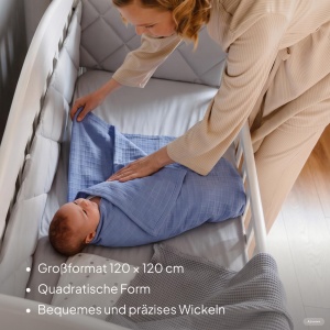 Paturica pentru bebelusi Lionelo Bamboo Swaddle 120x120 cm, antibacteriana, din bambus - Img 5
