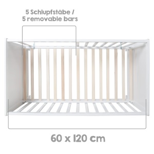 Patut 2 in 1 Roba Babybett 60 x 120 cm - Beistellbett inaltabil, Alb - Img 12