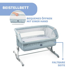 Patut Chicco Next2Me Dream, pentru nou-nascuti, cu saltea, ajustabil, albastru - Img 2