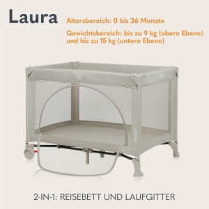 Patut de calatorie Lionelo Laura 2-in-1, 15 kg, cu saltea, compact - Img 2
