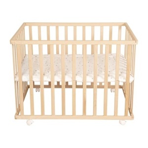 Patut de joaca Roba 75x100 cm Sternenzauber Gri lemn natural inaltime reglabila mobil - Img 2