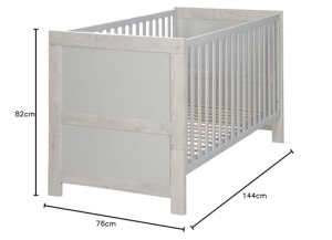 Patut Kombi Mila, 70 x 140 cm, inalt adjustable, gri deschis, lemn - Img 6