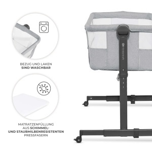 Patut multifunctional Kinderkraft NESTEE UP 2 2-in-1 cu saltea si husa reglabil pe inaltime gri - Img 8