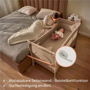 Patut multifunctional Lionelo Ellen 3 in 1 pentru copii, ajustabil, cu roti - Img 2