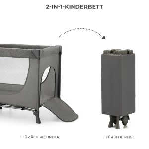 Patut pentru copii Kinderkraft Joy 2 in 1, design modern, gri inchis - Img 8