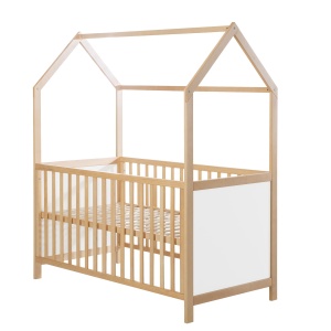 Patut pentru copii ROBA Hausbett 70 x 140 cm, bicolor, ajustabil, FSC certificat