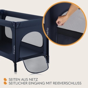 Patut pliabil Lionelo Jasmin Easy Fold pentru copii 2 nivele cu roti si acces lateral - Img 5