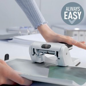 Perforator Leitz Extra Strong, pentru 65 de coli, perforator mare si puternic pentru perforare fara efort la birou, aluminiu turnat sub presiune, piese din plastic reciclat, 100% reciclabil, negru, 51800095 - Img 6