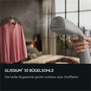 Perie cu abur AEG, rapida de utilizat, in scadere, reimprospatare, netezire, vaporizare, indeparteaza 99,9% bacterii, toate tipurile de tesaturi, inclusiv manusa de protectie + perie, cablu lung, albastru, HS7-1-4MN - Img 5