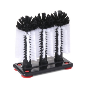 Perie pentru spalat pahare HENDI BarUp, 3 perii nylon, cu 4 ventuze