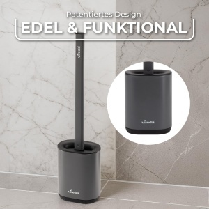 Perie WC Vileda Silikon cu maner inox cap flexibil igienica si usor de curatat - Img 2