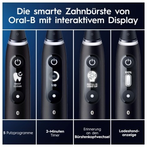 Periuta de dinti electrica Oral-B iO Series 6 Plus Edition, PLUS 3 periute, 5 moduri de periaj pentru ingrijirea dentara, Geanta de calatorie, proiectata de Braun, Negru - Img 7
