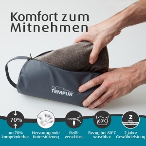 Perna de calatorie TEMPUR Original, ergonomica, 25 x 31 x 107 cm, antracit - Img 3