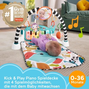 Pernita de joaca Fisher-Price Kontrast Kick Play, muzica, 10 jucarii, multicolor - Img 3