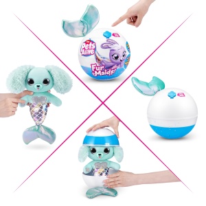 Pets Alive Furmaids by ZURU Sirena, Plus, Interactiv, Lumina si Sunet, Jucarie pentru Fetite (Catelus Verde) - Img 3