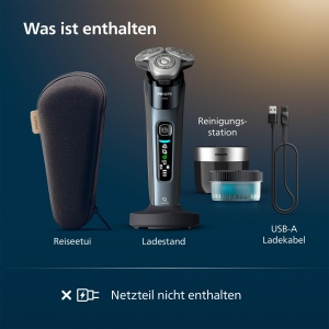 Philips Shaver i9000, aparat de ras electric umed si uscat pentru barbati cu aparat de tuns integrat, albastru porumbel, statie de curatare, statie de incarcare si geanta de calatorie (model X9001/30) - Img 7
