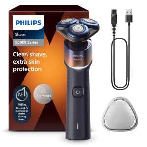Philips Shaver Series 5000X, aparat de ras electric pentru barbierit umed si uscat, tehnologie Skin Protect, cap de barbierit flexibil la 360 de grade, incarcare rapida de 1 ora/5 min (model X5012/00)