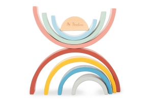 PINOLINO Wooden Rainbow Ruby, jucarie din lemn cu 8 piese, lacuita colorata, jucarie educationala de stivuire, jucarie Montessori, de la 1 an - Img 5
