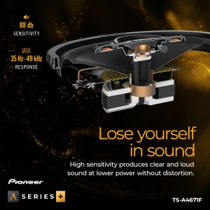 Pioneer TS-A4671F 4 x 6" 4 cai Coaxial Set de 2 difuzoare (210 W max. fiecare, 30 W sinusoidal), sunet puternic, eficienta ridicata, adancime de instalare de 42 mm, decupaj de instalare de 93 x 153 mm - Img 5