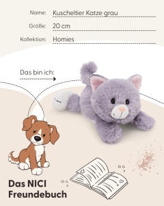 Pisica de Plus NICI 20cm - gri - Jucarie moale pentru copii si adulti - Img 5