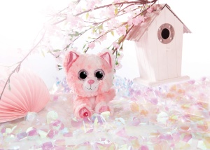 Pisica de Plush NICI Glubschis Dreamie 15 cm - Blana roz, ochi stralucitori - Img 2