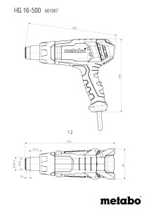 Pistol de aer cald Metabo HG 16-500, 1600W, design ergonomic - Img 2