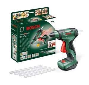 Pistol de lipit Bosch PKP 36 LI cu acumulator 4 batoane de lipici incarcator Micro-USB
