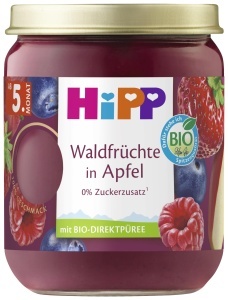 Piure de fructe HiPP Bio Waldfruchte, 6 x 160g, fara zahar adaugat, cu gust intens
