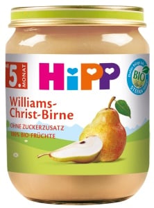 Piure de fructe HiPP Williams-Christ, 6 x 125g, 100 bio, fara zahar adaugat