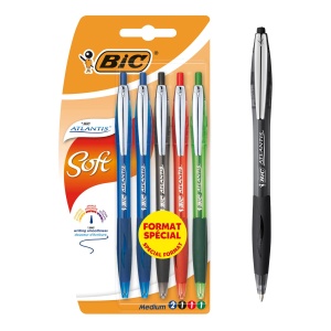 Pix BIC Atlantis Soft, 5 bucati, cu sistem Easy Glide, culori diverse