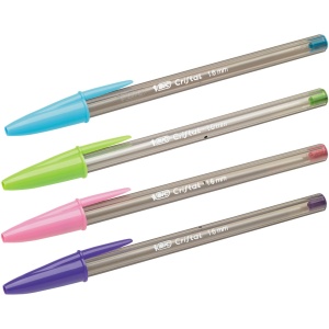 Pix BIC Cristal Fun 929055, set 4 culori (violet, roz, lime, turcoaz), varf 1.6 mm - Img 4