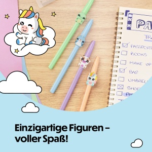 Pix BIC Cristal Pastel Figurines, 5 figurine Kawaii, tinta albastra, pastel - Img 6
