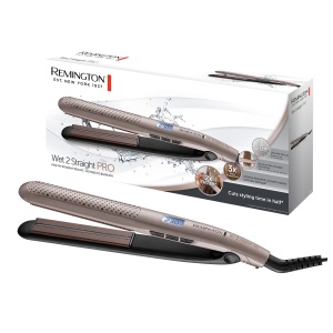 Plac de indreptat parul Remington Wet2Straight Pro (pentru aplicarea umeda si uscata - pentru uscarea si indreptarea parului, sistem exclusiv de ventilatie, senzor de umiditate, afisaj LCD, 140-230degC) Plac de indreptat parul S7970