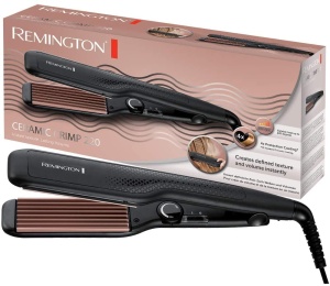 Placa creponat Remington - Zig-Zag Waves & Volume (placi de coafat de 37 mm, 150-220 deg C pentru par fin si gros, acoperire cu turmalina ceramica antistatica) Placa de indreptat parul / Indreptator de indreptat parul / Ondulator S3580