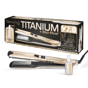 Placa de indreptat parul Demeliss Dampfglatter Titanium V2.0 - 5 temperaturi, 30 ml, display digital - Img 1