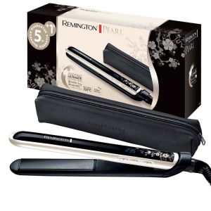 Placa de indreptat parul Remington S9501, ceramica cu perle, 150-235C, negrucrem