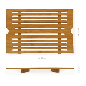 Placa de taiat din bambus Relaxdays, 37x21.5 cm, cu compartiment pentru firimituri - Img 4