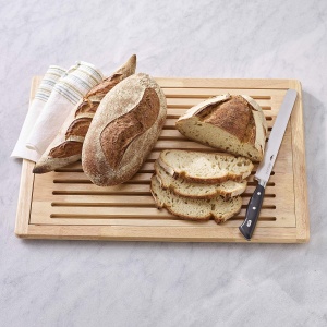 Placa de taiat pentru paine APS Rubber Wood, 60 x 40 cm, cu compartiment pentru firimituri - Img 2