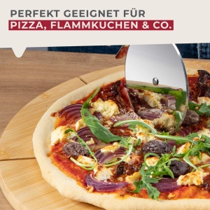 Placa de taiat pentru pizza Fackelmann din bambus, 32 cm, rezistenta la acizi, maro - Img 5