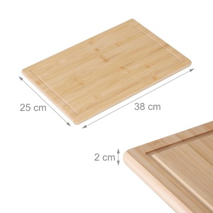 Placa de taiat Relaxdays din bambus, 25 x 38 cm, rutschfest, cu saftrille - Img 4