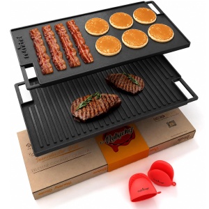Placa Grill din Fonta NutriChef 45 x 25 cm, Antiaderenta, pentru Inductie si Gaz