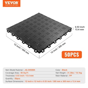 Placi pentru garaj VEVOR JQ-3050BK, 50 buc, 305x305x13.4 mm, rutschfest, negru - Img 7
