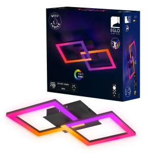 Plafoniera LED EGLO RGBIC, lumina calda si RGB, negru, 2100 lumeni